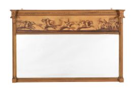 A GILT AND MONOCHROME PAINTED MIRROR