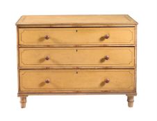A VICTORIAN SCUMBLED PINE CHEST OF DRAWERS