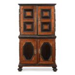 AN UNUSUAL OAK AND EBONISED CABINET, PROBABLY DUTCH OR FLEMISH