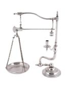 A SILVER PLATED SINGLE PAN WEIGHING SCALE