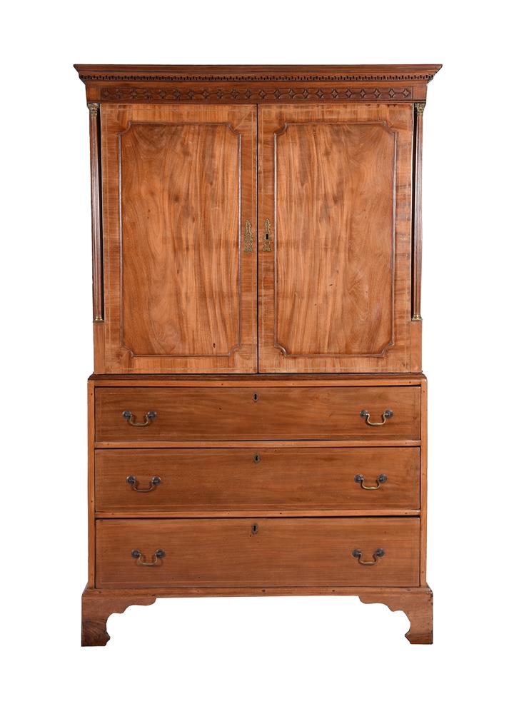 A GEORGE III MAHOGANY LINEN PRESS