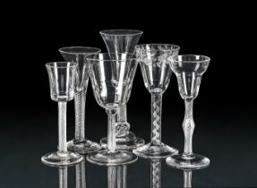 SIX VARIOUS AIRTWIST WINE GLASSES