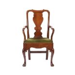 A GEORGE II MAHOGANY ARMCHAIR