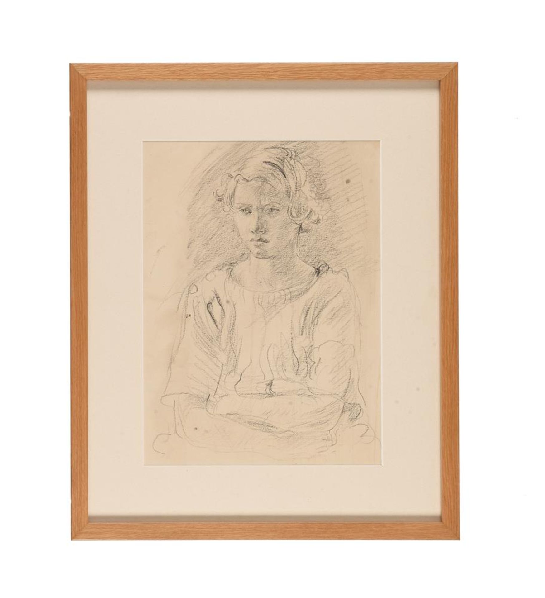 FOLLOWER OF AUGUSTUS JOHN, PORTRAIT OF A GIRL, ARMS FOLDED