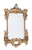 A GILT WOOD MIRROR IN MID 18TH CENTURY STYLE