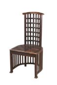 A STAINED WOOD LADDERBACK SIDE CHAIR, IN THE MANNER OF CHARLES RENNIE MACKINTOSH, 20TH CENTURY
