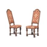 A PAIR OF HIGH BACKED SIDE CHAIRS IN LOUIS XIV STYLE