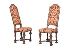 A PAIR OF HIGH BACKED SIDE CHAIRS IN LOUIS XIV STYLE