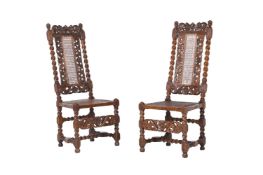 A PAIR OF CHARLES II WALNUT SIDE CHAIRS