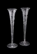 A PAIR OF WILLIAM YEOWARD ENGRAVED 'GLORIANA' PATTERN LILY VASES
