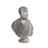 A SCULPTED MARBLE BUST OF A GENTLEMAN