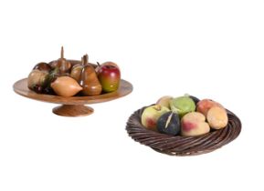 A COLLECTION OF TWELVE CARVED WOOD MODELS OF FRUIT