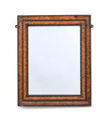 Y A TORTOISESHELL AND EBONISED WALL MIRROR IN LATE 17TH CENTURY STYLE