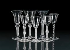 SEVEN VARIOUS AIRTWIST WINE GLASSES