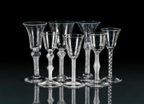 SEVEN VARIOUS AIRTWIST WINE GLASSES