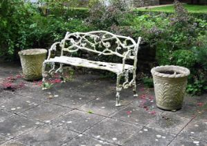 A PAIR OF STONE COMPOSITION PLANTERS