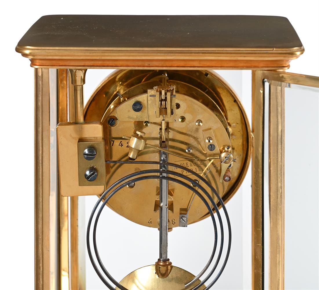 A FRENCH GILT BRASS AND CHAMPLEVE ENAMELLED FOUR-GLASS MANTEL CLOCK - Image 3 of 3