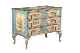A CONTINENTAL POLYCHROME PAINTED COMMODE, POSSIBLY VENETIAN