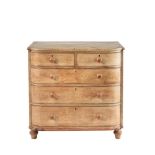 A VICTORIAN SCUMBLED PINE CHEST OF DRAWERS