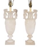 A PAIR OF ALABASTER TABLE LAMPS