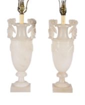 A PAIR OF ALABASTER TABLE LAMPS