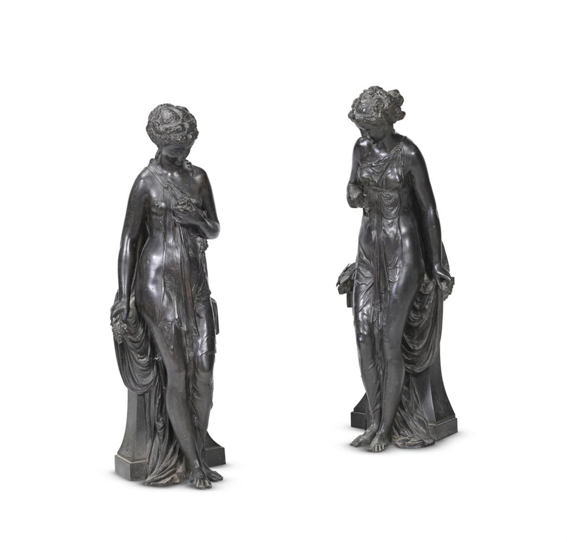 A PAIR OF FRENCH BRONZE MODELS OF MAIDENS
