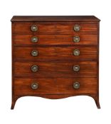 A GEORGE III MAHOGANY SECRETAIRE CHEST OF DRAWERS