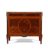 Y A FRENCH KINGWOOD, TULIPWOOD AND GILT METAL MOUNTED COMMODE SANS TRAVERSE