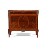 Y A FRENCH KINGWOOD, TULIPWOOD AND GILT METAL MOUNTED COMMODE SANS TRAVERSE