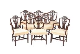 A SET OF EIGHT GEORGE III MAHOGANY DINING CHAIRS