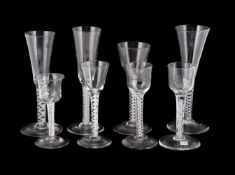 FIVE VARIOUS OPAQUE-TWIST WINE GLASSES