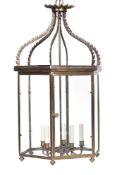 A GILT BRASS HEXAGONAL LANTERN IN REGENCY STYLE