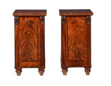 A PAIR OF MAHOGANY PEDESTAL CABINETS