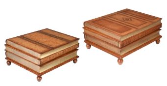 A PAIR OF 'STACKED BOOK' COFFEE TABLES, BY MAITLAND-SMITH