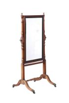 A REGENCY MAHOGANY CHEVAL MIRROR