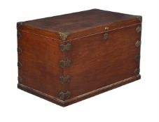 A MAHOGANY AND ENGRAVED BRASS MOUNTED CHEST