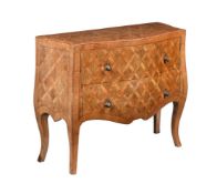 A MILANESE WALNUT AND OLIVEWOOD COMMODE