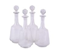 FOUR BACCARAT 'RICHELIEU' PATTERN MALLET-SHAPED DECANTERS AND FACETTED BALL STOPPERS (CARAFE A EAU)