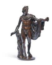 AFTER THE ANTIQUE- AN ITALIAN BRONZE FIGURE OF THE APOLLO BELVEDERE, ROMAN, CIRCA 1800