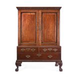 Y AN ANGLO-INDIAN EXOTIC HARDWOOD LINEN PRESS, SECOND HALF 18TH CENTURY