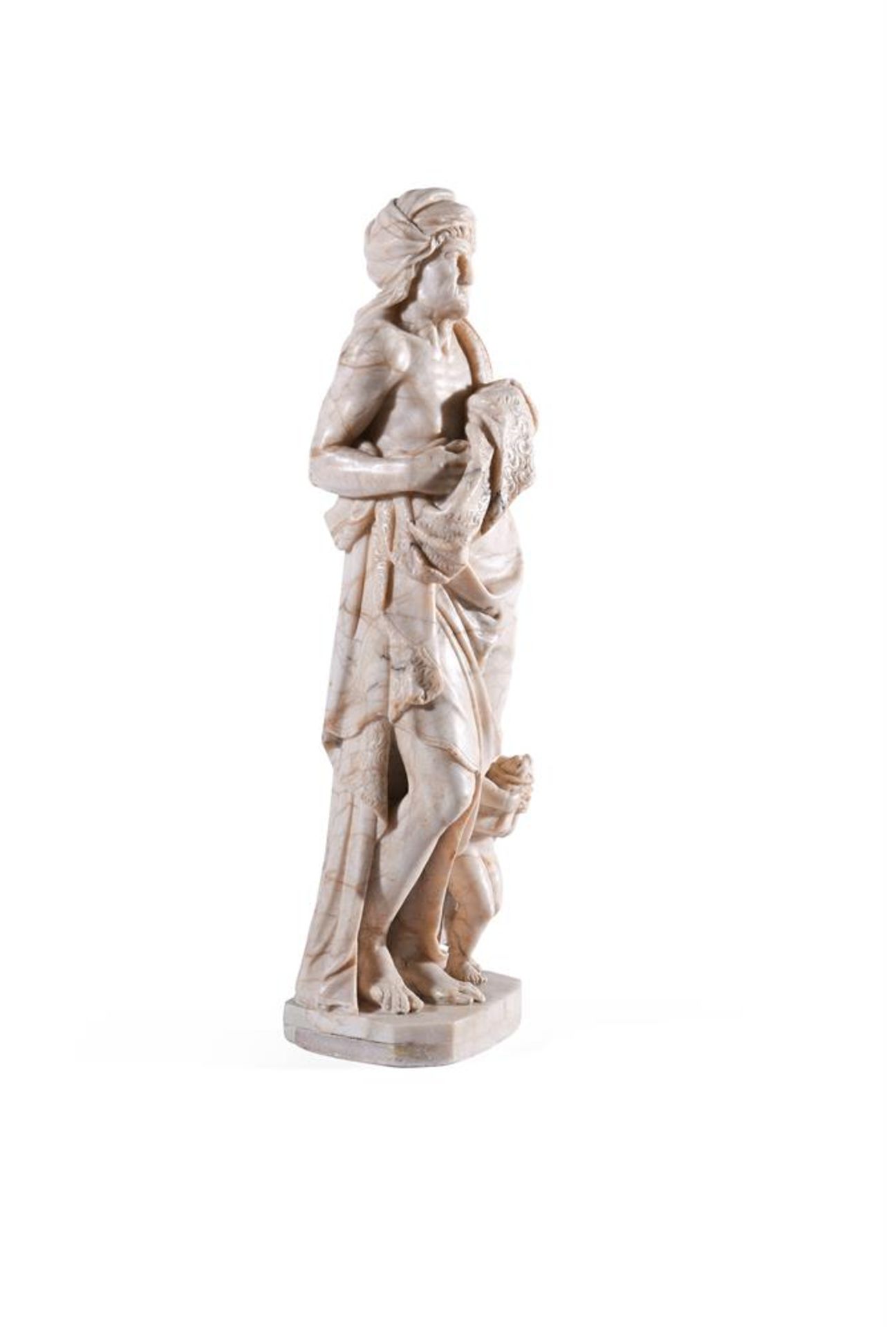 A GERMAN ALABASTER ALLEGORICAL FIGURE OF WINTER AS AN OLD MAN, 17TH CENTURY - Image 3 of 3