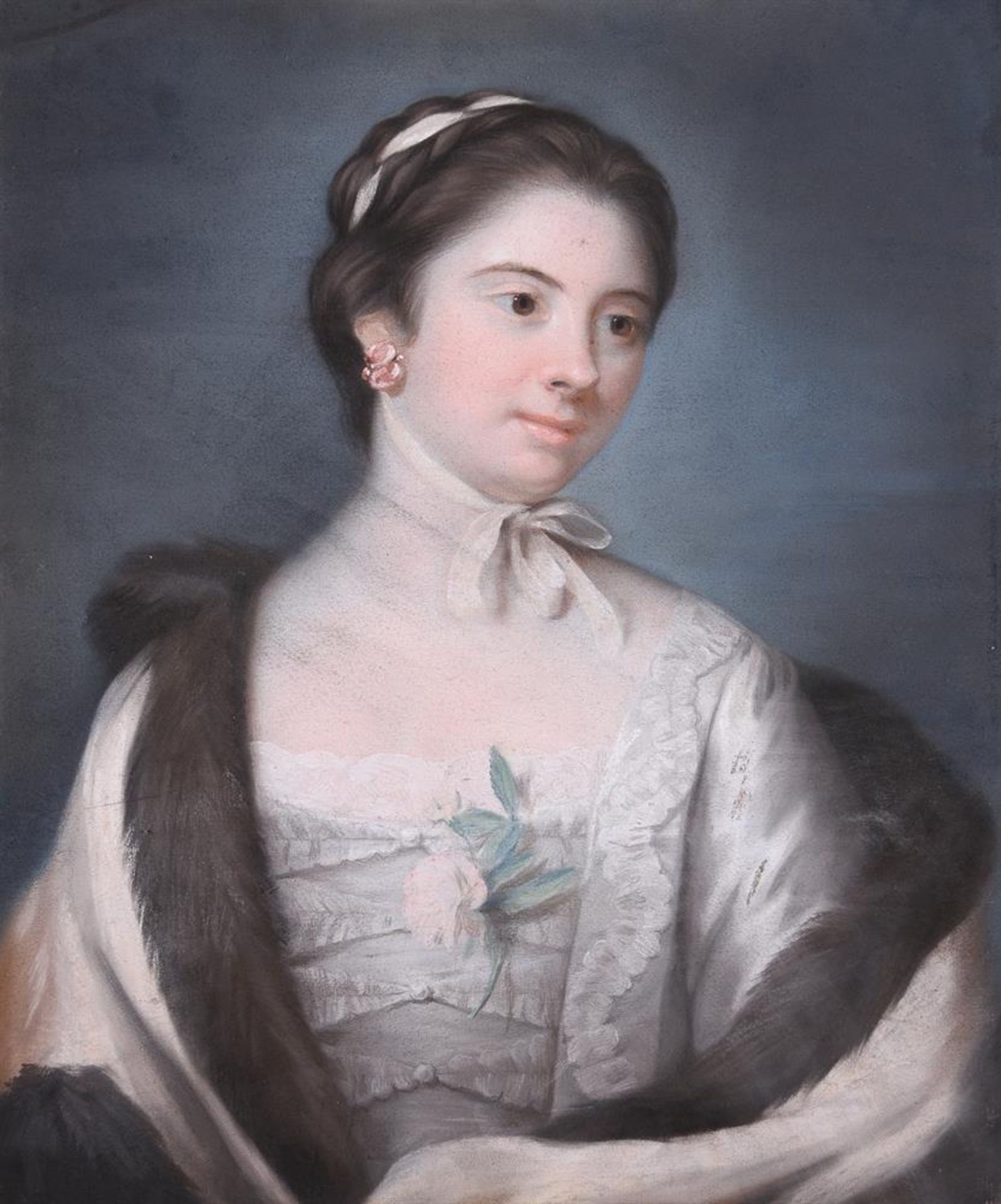 CATHERINE READ (BRITISH 1723 - 1778), PORTRAIT OF A LADY IN A FUR STOLE - Image 2 of 2