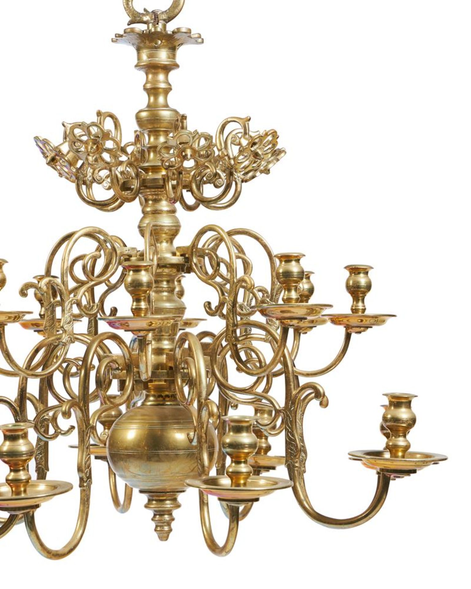 AN ANGLO-DUTCH GILT BRASS SIXTEEN LIGHT CHANDELIER, 18TH/19TH CENTURY - Image 3 of 4