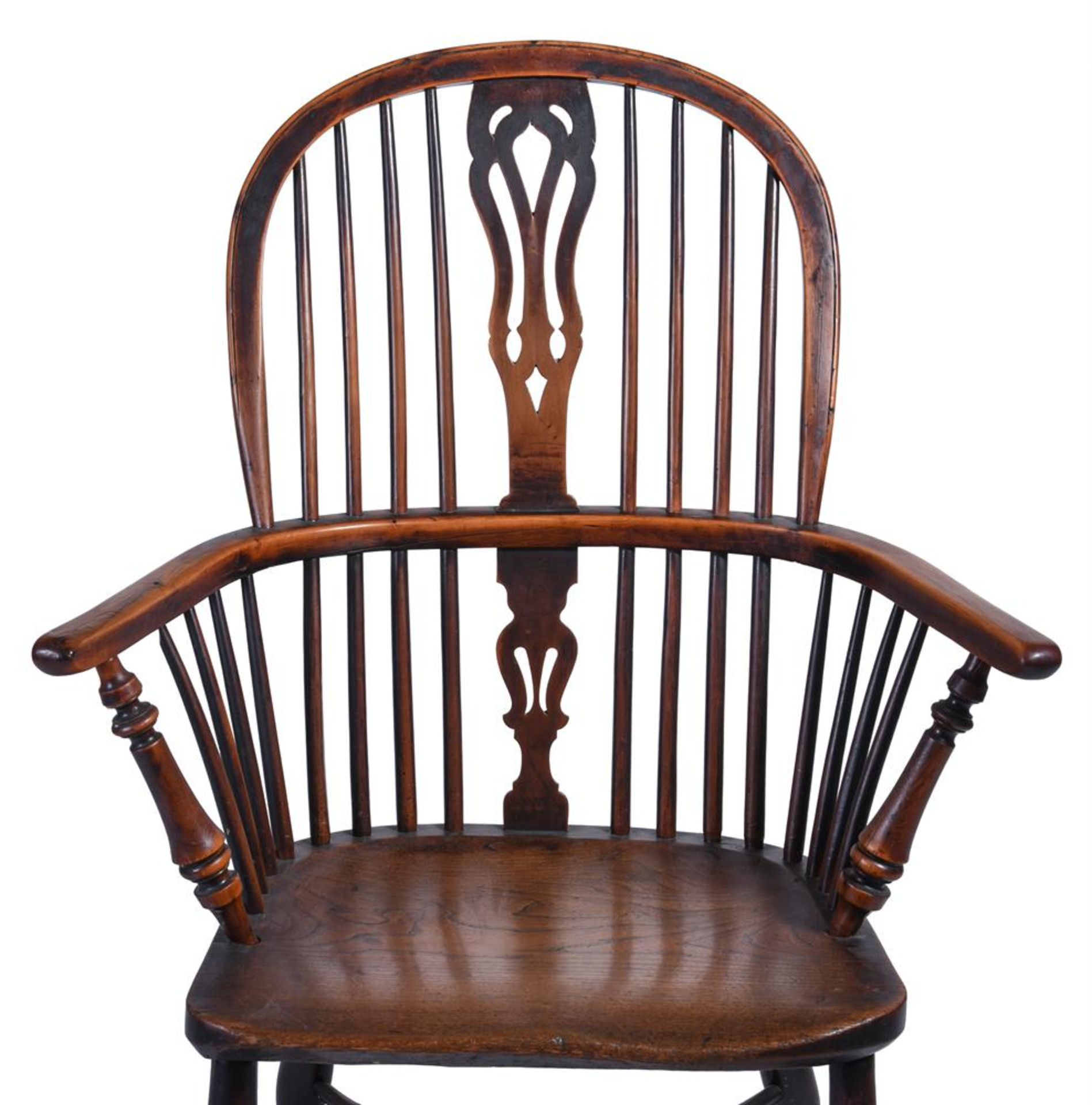 A VICTORIAN YEW AND ELM HIGH BACK WINDSOR ARMCHAIR, MID 19TH CENTURY - Bild 2 aus 4