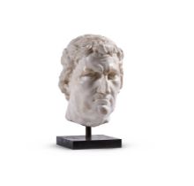 AN ITALIAN WHITE MARBLE HEAD OF BARTOLOMEO COLLEONI, 17TH/18TH CENTURY