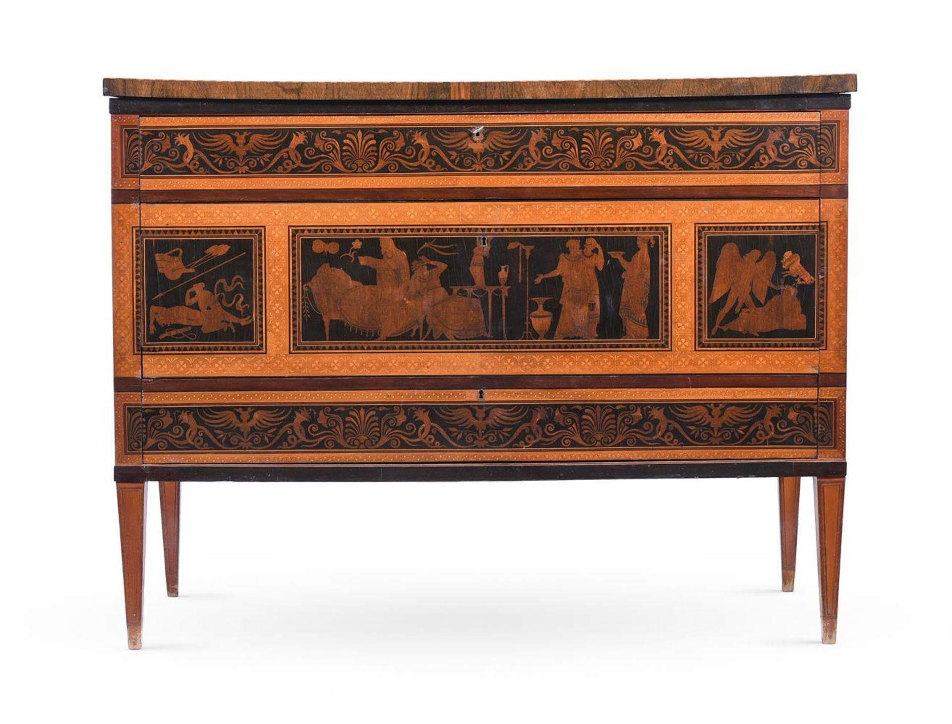 Y A PAIR OF ITALIAN ROSEWOOD, EBONY, PURPLEWOOD, SYCAMOR MARQUETRY AND INLAID COMMODES - Bild 2 aus 10
