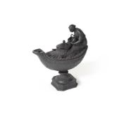 A WEDGWOOD BLACK BASALT VESTAL READING OIL LAMP AND COVER, 18TH CENTURY