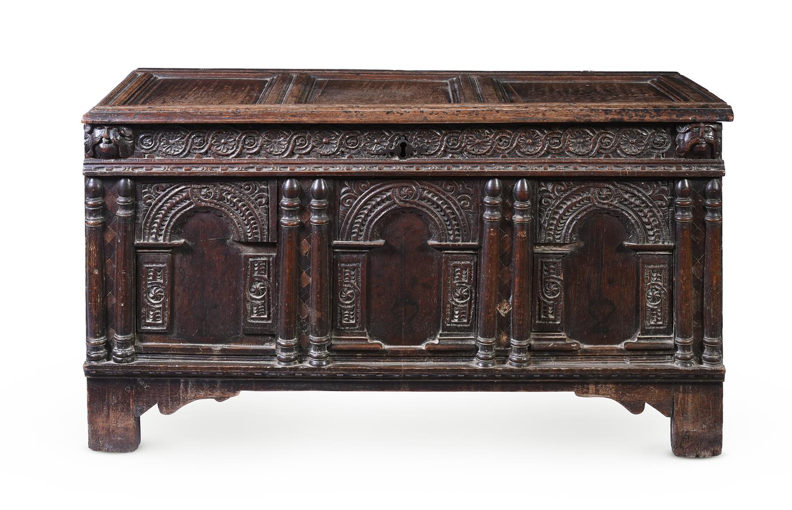 A CHARLES I PANELLED OAK CHEST OR COFFER, CIRCA 1630 - Image 2 of 4