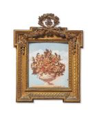 A*** H***D (FRENCH, 19TH CENTURY) - A MINIATURE COLLAGE PICTURE OF A VASE OF FLOWERS