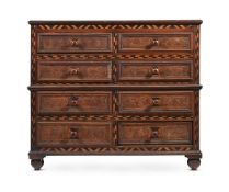 AN OAK AND PARQUETRY CHEST OF DRAWERS, LATE 17TH OR EARLY 18TH CENTURY
